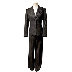 Vintage 90s/00s Albert Nipon Brown Pinstripe Wool Suit – Western Stitching, 2 pc